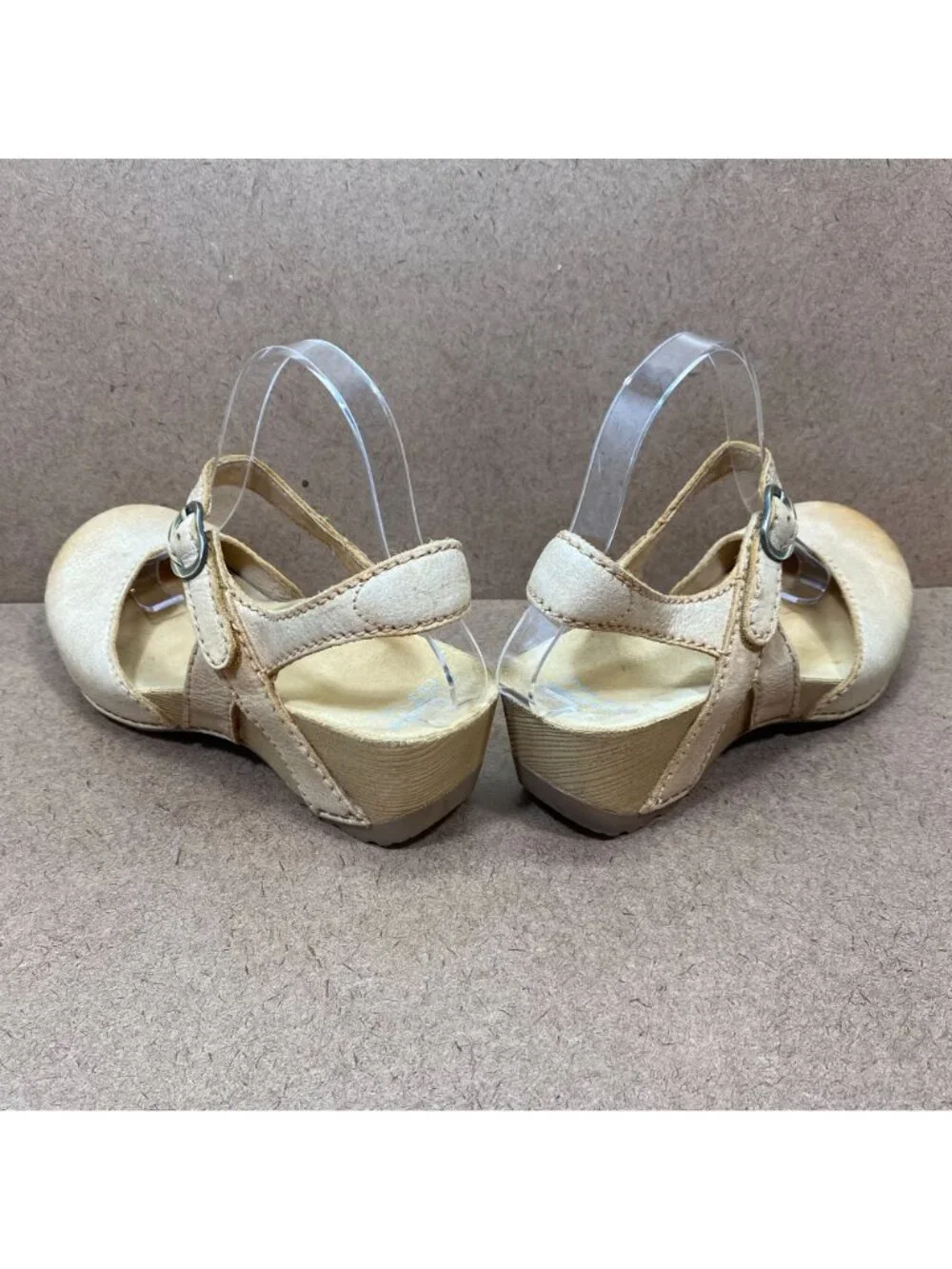 Dansko Womens Tiffani Leather Wedge Sandals Adjustable Strap Size 39 US 8.5